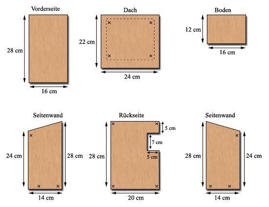 Baumläufer Maße: Material: Es empfiehlt sich natürliche (unbehandelte) Fichtender Tannenholzbretter, mit einer Stärke von ca. 2cm zu verwenden.