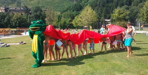 Tourismusverband Schladming Plantschi s Seespiele Badesee Pichl In den Sommermonaten Juli & August kommt jeden Freitag PLANTSCHI der Seefrosch von 15:00 bis 16:30 Uhr, um mit den Kindern zu spielen.