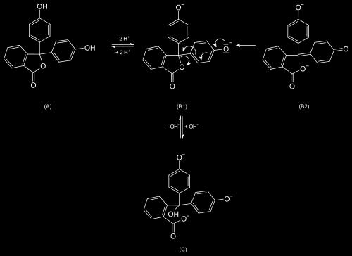 Phenolphthalein von Ha My N. Phenolphthalein ist ein wasserunlösliches weißes/blassgelbes Pulver, welches zum Gebrauch meist in Alkohol gelöst wird.