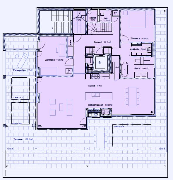 Grundrissplan Wohnung Master-Bedroom / Ankleide 21 m² En-Suite-Bad
