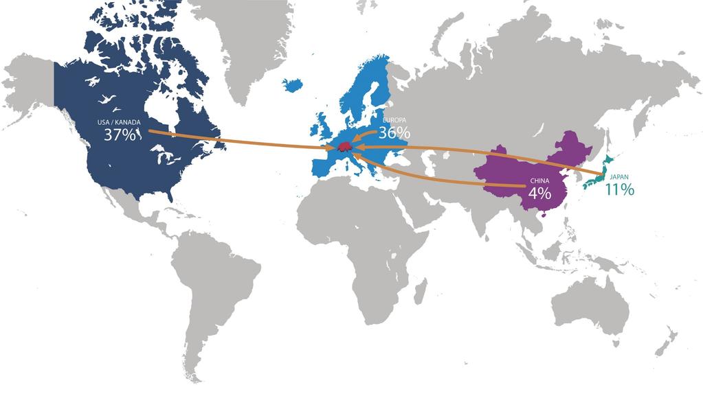 Woher sie kommen Die Weltregionen, aus denen die meisten multinationalen Unternehmen in der Schweiz angesiedelt werden.