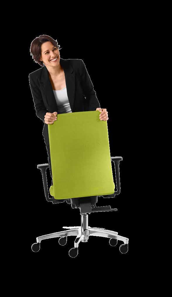The automatic balance of the entire upper part of the chair up to -8 forwards provides stimuli for straightening the spinal column, an active, healthy posture when sitting and