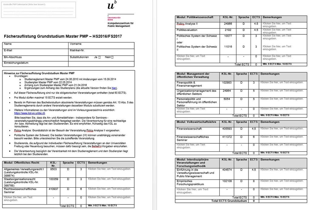 Allgemeiner Teil Individueller Studienplan