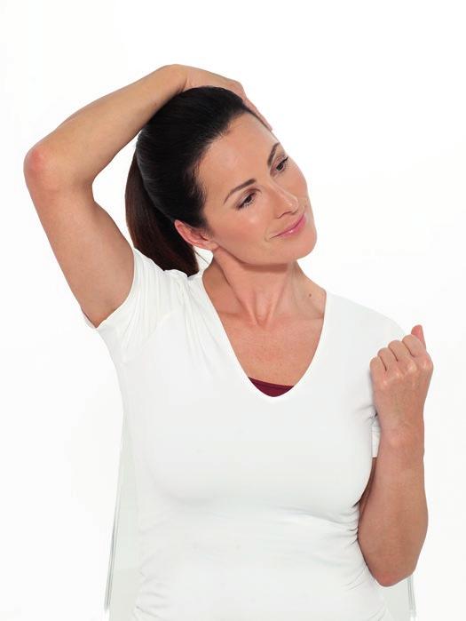 1. Schmerzfrei-Übung - links Schritt 1: Drehen Sie bei geradem Rücken den Kopf 45 Grad nach links.