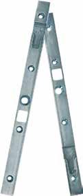 Schliessleiste für Mehrpunktverriegelung Tribloc Stahl verzinkt, zum Einfräsen, mit Ausschnitt für Riegel und Falle, sowie für Riegelbolzen oben und unten von Mehrpunktverriegelungen Steg Grösse