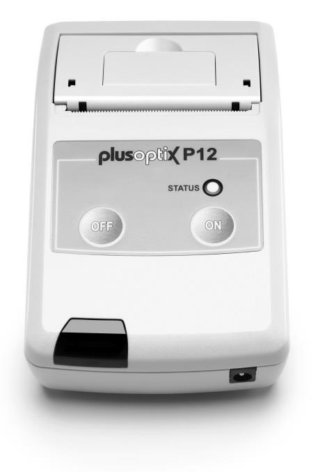 1. Beschreibung Der plusoptix P12 ist ein kabelloser, batteriebetriebener Thermodrucker mit Infrarotschnittstelle. Dieser ist nicht im Lieferumfang enthalten und muss gesondert bestellt werden.