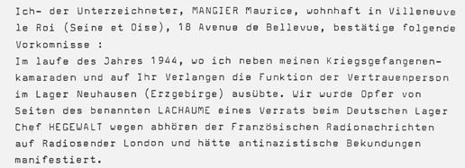 Seite 13 Heft 9 September - Jahrgang 18 AMTSBLATT Auch der Vertrauensmann der Franzosen, Maurice MANGIER, wurde verhört.
