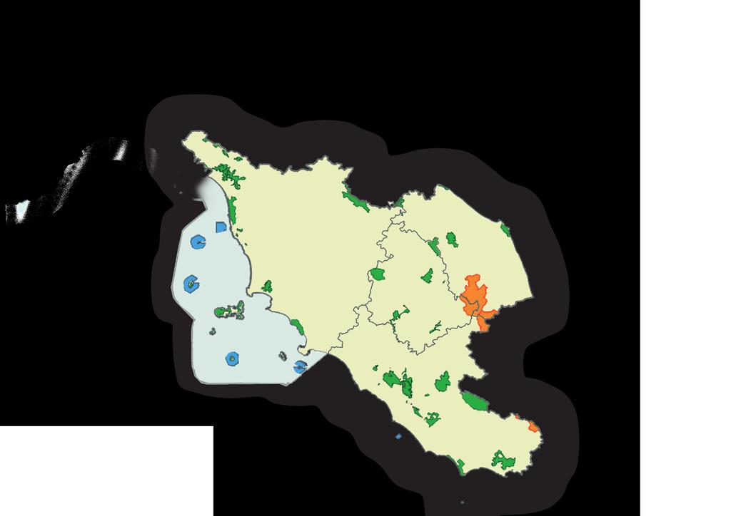 Prosciu tt o e salu National- und Reginalparks Meeresschutzgebiete mi Von der Initiative betroffene Schutzgebiete Pane, p a sta, Ortagg i, legum i MARKEN Fungehisalumi e taund r di Urbino TOSKANA