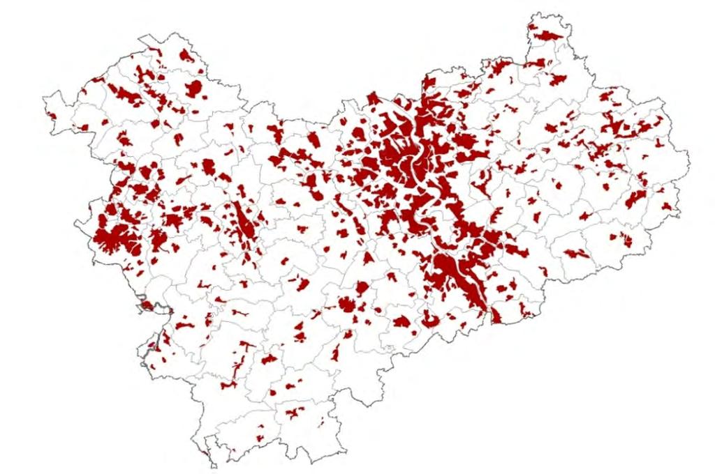 Siedlungsraum Siedlungsentwicklung Ausgangslage Heterogene räumliche und demografische Strukturen Wenig geeignete Standorte für größere Wirtschaftsflächen Vorgaben LEP-E: Bedarfsgerechte und