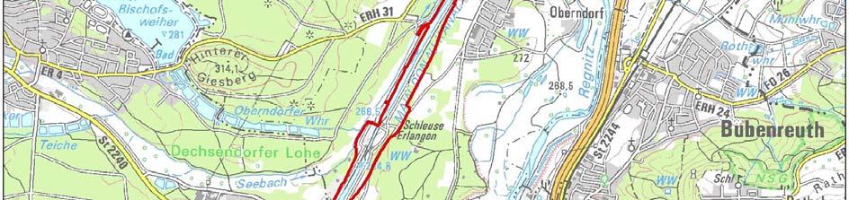 1 Örtliche Lage Die Schleuse Erlangen liegt nord-westlich von Erlangen am westlichen Rand des Regnitztals (siehe Abbildung 1).