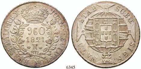 6345 960 Reis 1821, R. überprägt auf Bolivien,Ferdinand VII., 8 Reales 181? Potosi. KM 326.1. vz 80,- 6354 Frederik VII.
