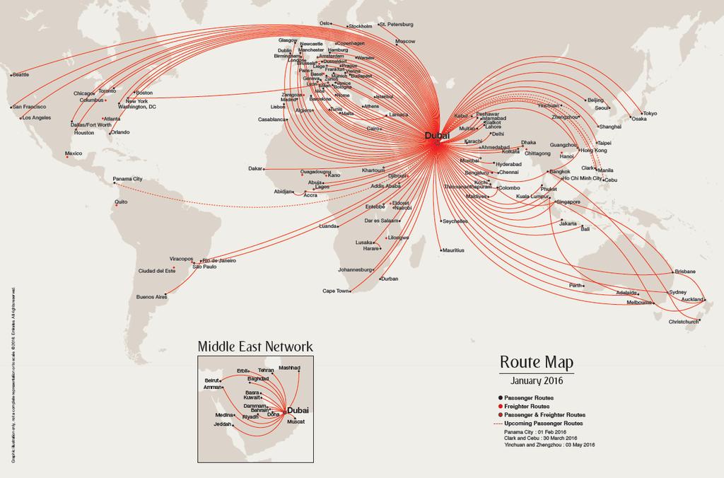 Streckennetz & Flotte Emirates