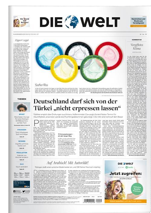 Hohe Aufmerksamkeit durch Titelköpfe Titelköpfe: DIE WELT Teilbelegung (Sa) Titelköpfe: Belegung Format Nord Schleswig-Holstein, Hamburg, Bremen, Niedersachsen DIE WELT Gesamt (Sa) 2 x 32 mm hoch, 46