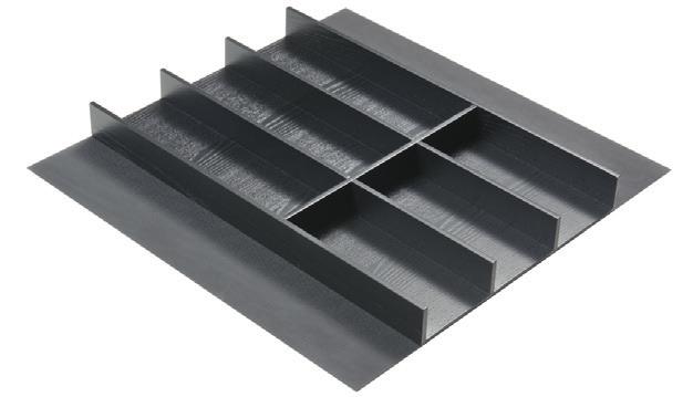 Segment-Besteckeinsatz für Schubkästen und Innenschubkästen H x B x T = 43 x 300 x 472 mm inkl. passender Antirutschmatte in schwarz (RUMS.
