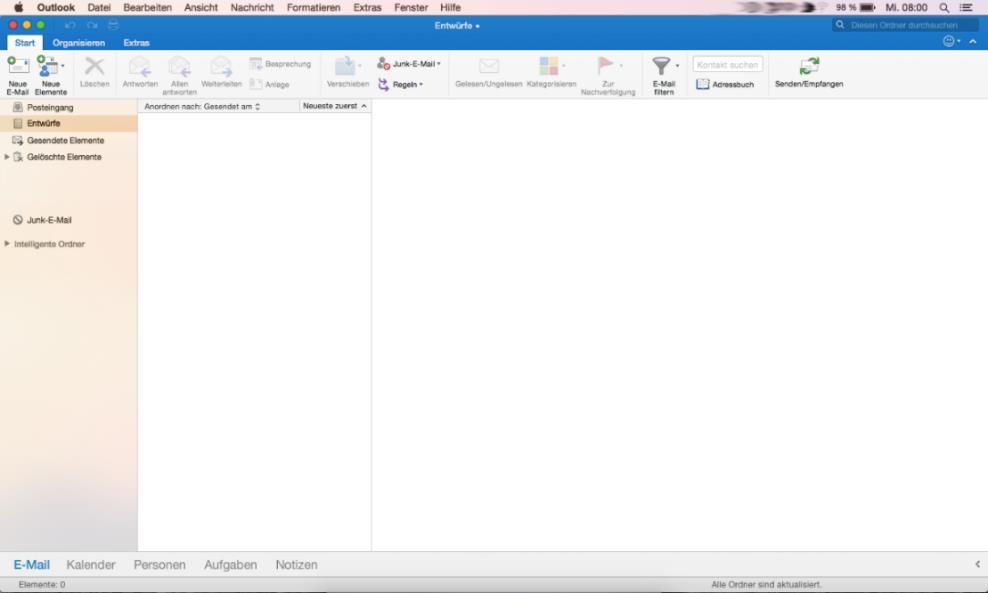 Schritt 1 Öffnen Sie die Anwendung Microsoft Outlook für Mac 2016.