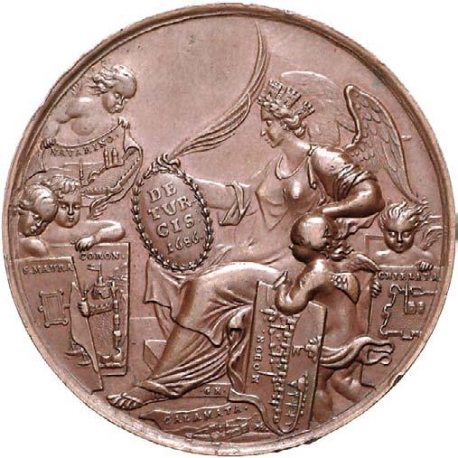 Randfehler, vorzüglich + 200,- 1268 Bronzemedaille 1686, von Hautsch