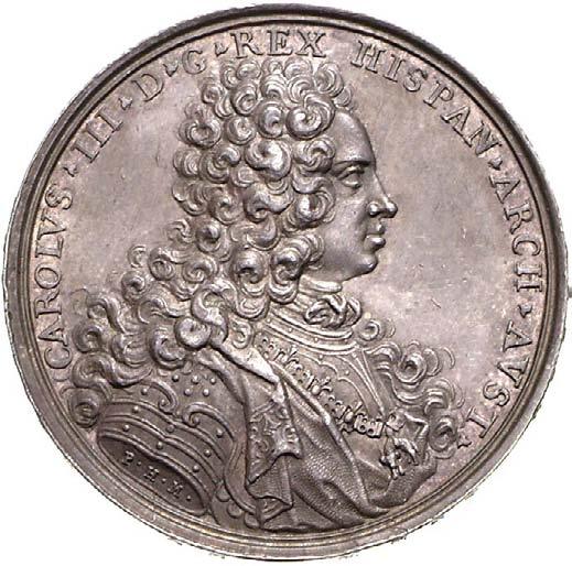 1302 1300 1300 1300 Medaille 1705, von P.H. Müller. Auf die Einnahme von Barcelona.