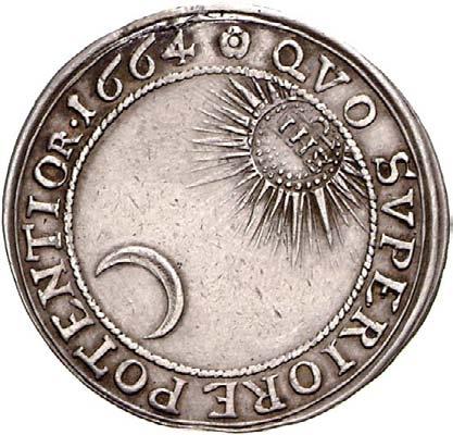 Weitere Krönungsjetons (6, zum Teil mit leichten Fehlern). Medaille 1686.