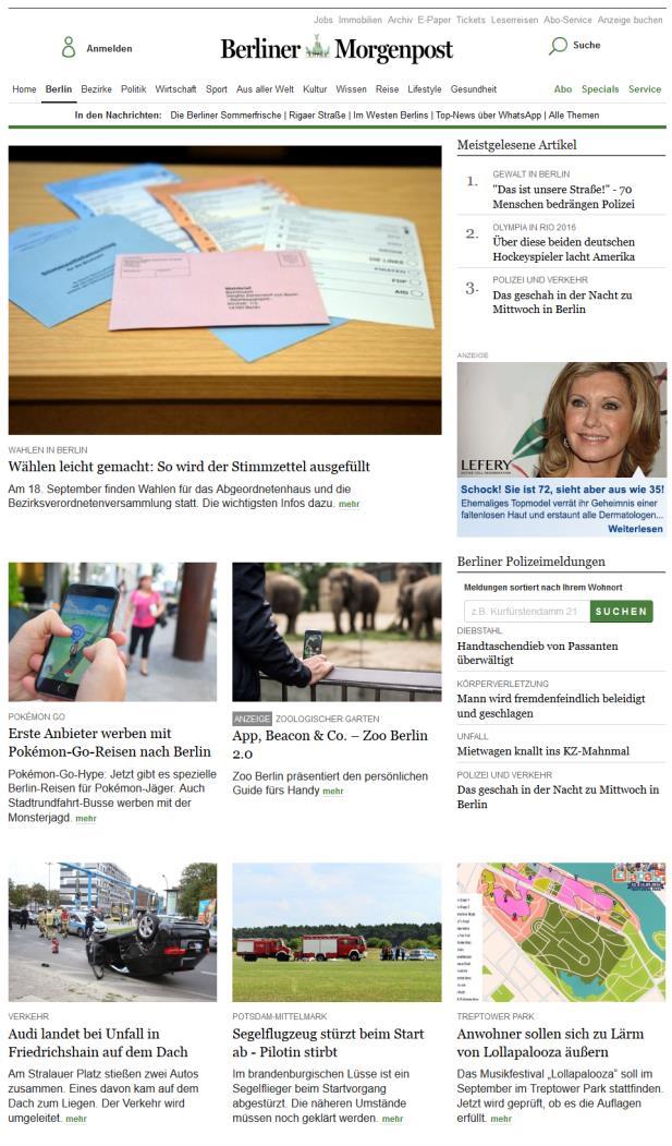 Möglichkeit zur prominenten Integration Ihrer Werbebotschaft in den redaktionellen Nachrichten-Content von morgenpost.de bieten.