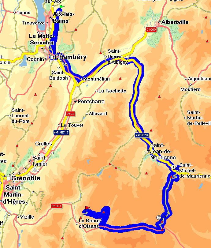 12. Etappe Dienstag, 24. Juli 2012 Aix-les-Bains (F) Le Bourg d Oisans (F) 210km Höhenmeter: 5683 hm Durchschn. Steigung: 5.