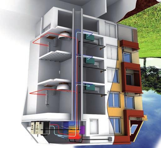 GAHP-AR ERNEUERBARE ENERGIE AUS DER LUFT Anwendungen Ideal für die Heizung und Warmwasserproduktion in Gebäuden mit hohem Erdgas-/Flüssiggasverbrauch und für die Kühlung bei begrenzter Verfügbarkeit