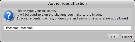 5.2.3 Pharo Benutzeridentifizierung Wann immer eine Author identification verlangt wird, den eigenen Namen in der gewünschten Form eingeben: Hintergrund dieser Nachfrage ist, dass Pharo auch selbst