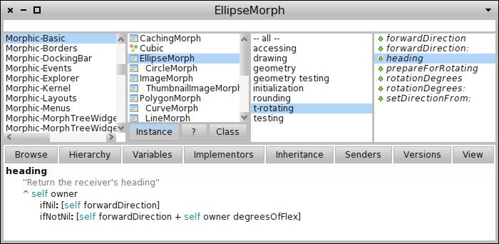 5.2.5 Pharo System-Browser oben ein Suchfeld unten ein Editorfenster zum Programmieren dazwischen vier Spalten: Kategorien logische Gruppierungen von Klassen Klassen der