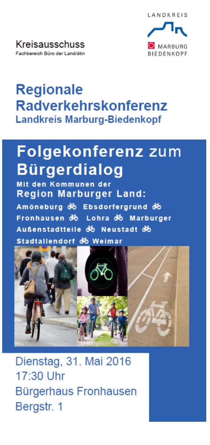 Radverkehrskonferenz für die Region Marburger Land am 31.