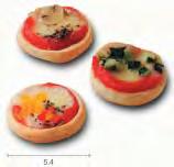 260337 Mini Pizzetten Mix, 19 g*, Belag: Schinken, Salami, Crême fraîch mit Speck Ø = 5.4 cm 260301 72 20 g Stk.