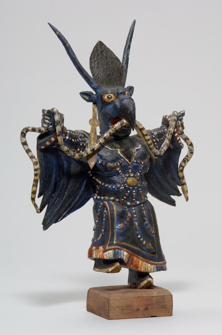 Tsam-Tanzfigur Mongolei Slg. Leder Die Figur zeigt einen Charakter des mongolischen Tsam-Tanzes.