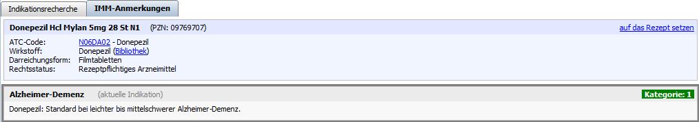 3.3.2 Indikationsrecherche aus dem Albis Rezeptdialog Auch aus dem Albis Rezept heraus können Sie über die