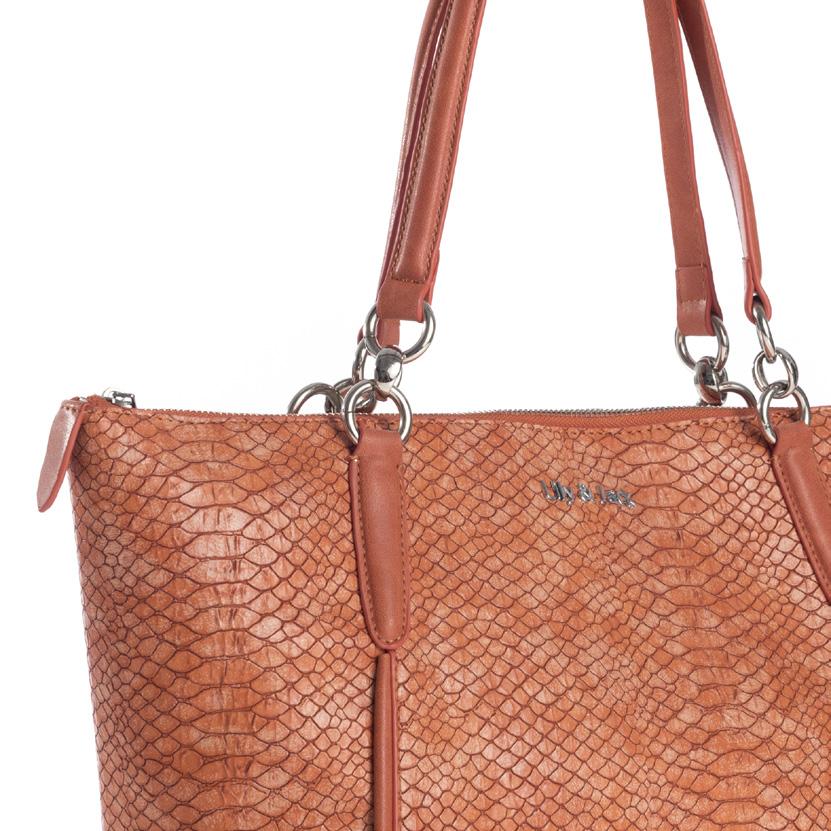 Maße: 40x28x10,5 cm Classic-modern ladies bag in snake leather look with integrated interior