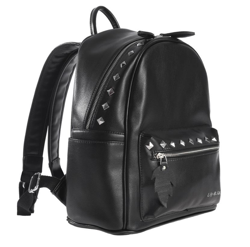 Stylish backpack with silver-colored accessories and integrated Call-Alert-System: Incoming calls are