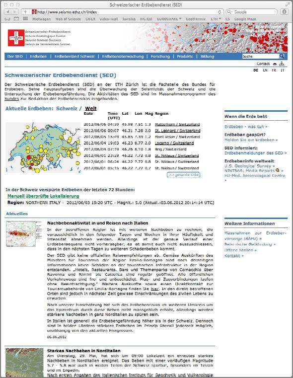 - Ausbau des Informationsangebots auf der Webseite nach einem Erdbeben (national / international).