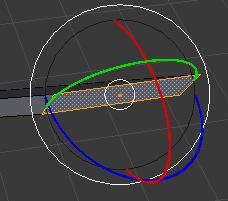 - Nun kannst du den blauen Bogen mit der Maus verschieben um eine Drehung der gewählten Fläche um die z-achse zu bewirken.