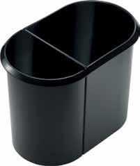 Anhängebehälter: - für Nass- und sonstige Abfälle - je 9 Liter - mit Deckel B 555, T 280 mm, H 350 mm 92 Duo-System waste bin - with surrounding handling rim 1st section: - for paper disposal - 20