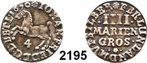 18 Deutsche Münzen und Medaillen Braunschweig - Calenberg (Hannover) Johann Friedrich 1665 1679 2194 4 Mariengroschen 1668 mit Roß und 2 Mariengroschen 1676
