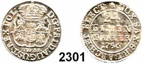 Deutsche Münzen und Medaillen 27 Sachsen Friedrich August II. 1733 1763 2301 1/24 Taler 1756 FWôF, Dresden. Ohne Zainhaken.