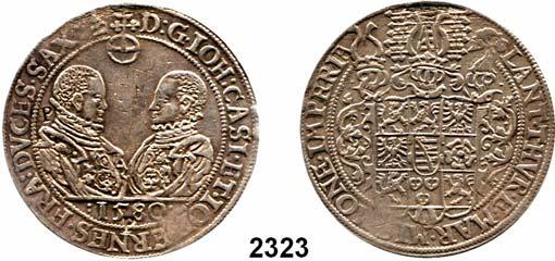 Deutsche Münzen und Medaillen 29 Sachsen - Coburg / - Eisenach Johann Kasimir und Johann Ernst 1572 1633 2323 Taler 1580. Dav. 9756. vgl. Mb. 2953...Hksp.