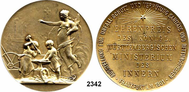 Deutsche Münzen und Medaillen 31 Württemberg, Königreich Wilhelm II. 1891 1918 2342 Vergoldete Silbermedaille 1901 (unsigniert).