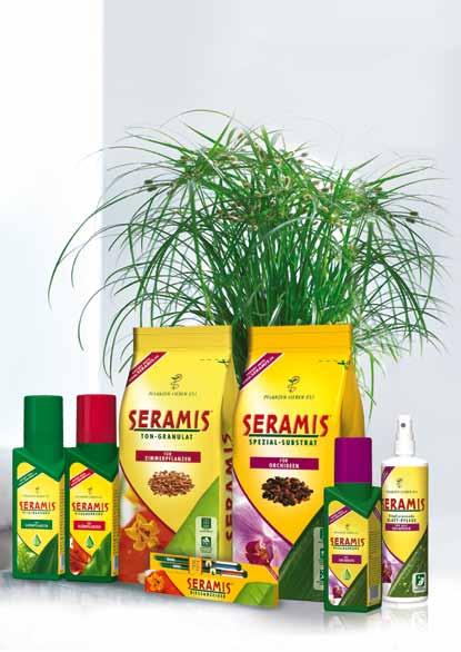 06 07 SERAMIS - Das Produktsortiment Das SERAMIS -Sortiment basiert auf umfangreicher Forschung und umfasst ein Ton-Granulat, Spezial-Substrat für Orchideen, vitalisierndes Blatt-Spray für Orchideen,