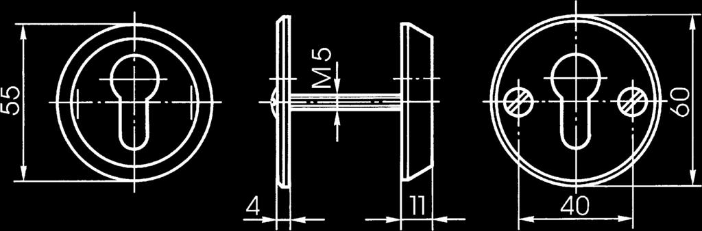 Schrauben M5 Außenrosette Messing 2 Schrauben M5 bis Türstärke 42mm Schlösser mit Profilzylinderlochung