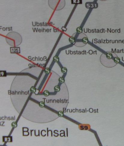 B Einzelstudien - Rückblick (1) 1993 / 1994: Planung Kraichtal-Bahn; Ausschleifung in die Bruchsaler Innenstadt