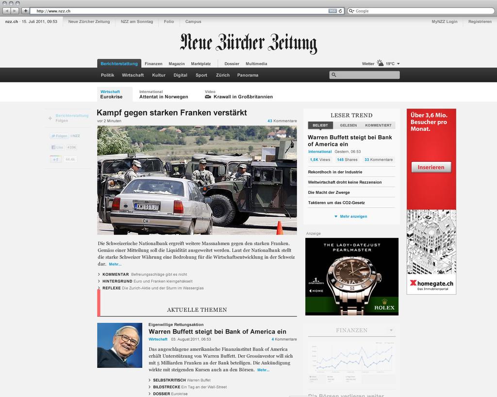 Relaunch der Website mit Paywall Neulancierung Website Integrierte Inhalte «Neue Zürcher Zeitung» Inhalte laufend aktualisiert und kanalspezifisch aufgearbeitet Paywall Start 1.