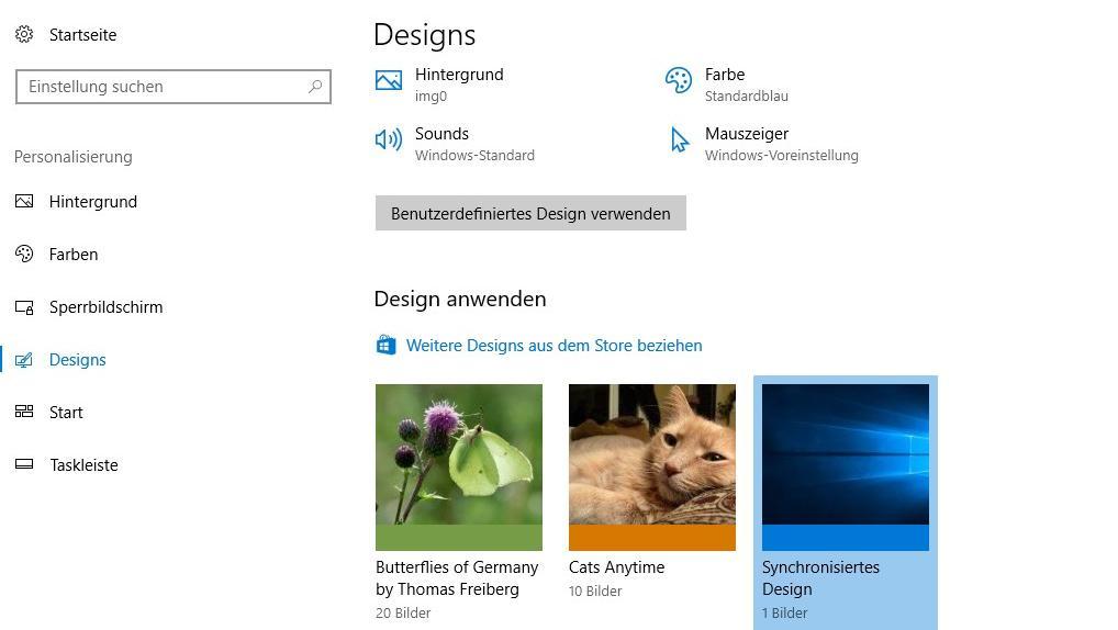 Neu ist auch die Möglichkeit, Designs direkt aus dem Windows Store herunter zu laden.