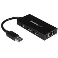 3 Port USB 3.0 Hub mit Gigabit Ethernet Adapter aus Aluminum StarTech ID: ST3300GU3B Mit dem mobilen USB 3.
