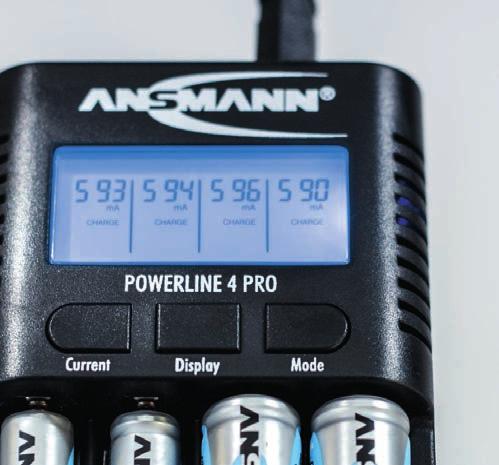 Rechargeable batteries can not only be charged very quickly and safely, but with the ANSMANN multi-function charger POWERLINE 4 PRO, the capacity (shown in mah) can be checked too!