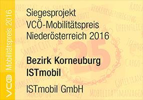 ISTmobil erhält begehrte Mobilitätspreise VCÖ Mobilitätspreis Niederösterreich 2016 Unter dem