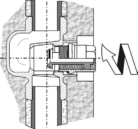 4 Innere Adapterverschraubung auf das Ventilrohr schrauben. 5 Anschlussstück in das Ventil einschrauben.