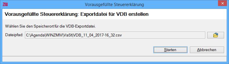 Seite 10 3. Ggfs. Pfad zur Erstellung der VDB-Exportdatei über wählen und <Starten> klicken. Die Vollmachtsdatenbank kann nicht direkt aus der Anwendung heraus angesprochen werden.